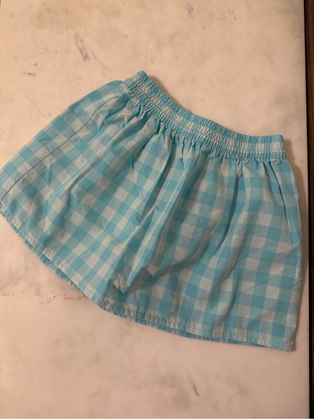 Cat & Jack Aqua Gingham Elastic-Waist Girls Skirt